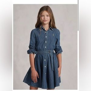 Little Girl's & Girl's Belted Denim Shirtdress size 10